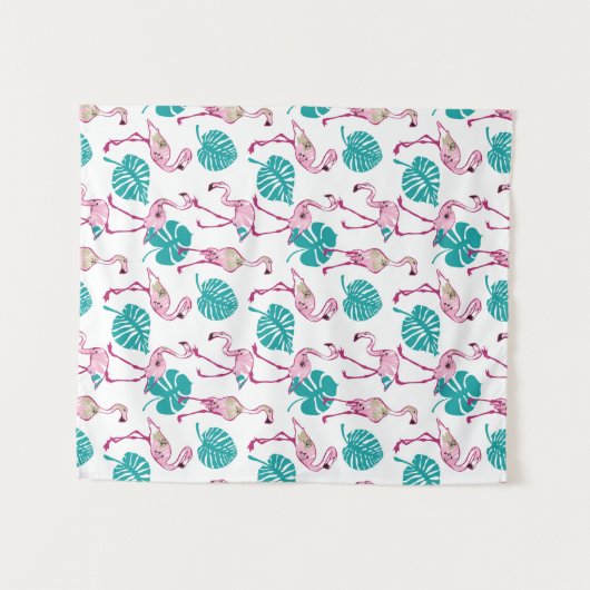 Rosa Flamingos Wandteppich (Vorderseite (Horizontal))