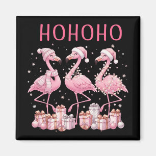 Rosa Flamingos Weihnachten Ho Ho Ho Nikolausmütze Magnet