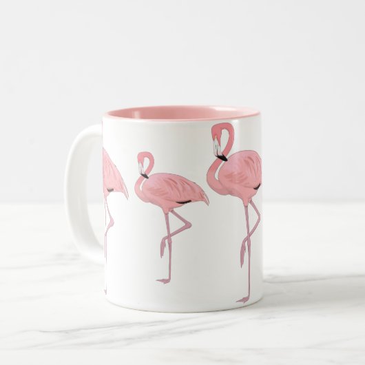 Rosa Flamingos Zweifarbige Tasse (Vorderseite Links)