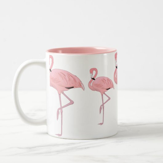 Rosa Flamingos Zweifarbige Tasse (Links)