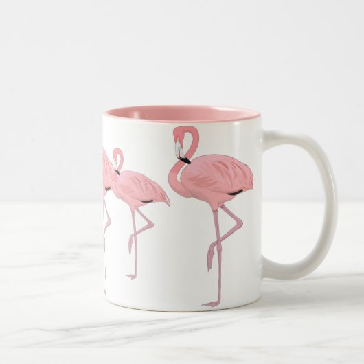 Rosa Flamingos Zweifarbige Tasse (Rechts)
