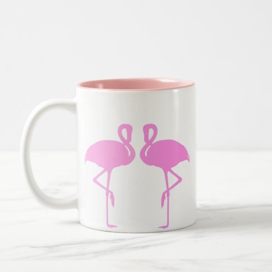 Rosa Flamingos Zweifarbige Tasse (Links)