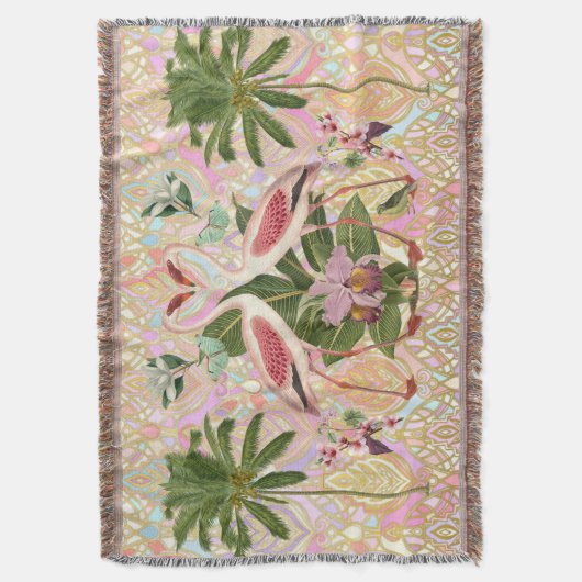 Rosa FlamingoVintager Entwurf gesponnene Decke (Vorderseite Vertikal)