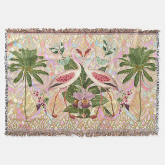 Rosa FlamingoVintager Entwurf gesponnene Decke (Vorderseite)