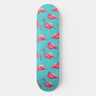 Rosa Flamingovögel auf Türkishintergrund Skateboard