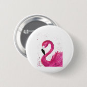 Rosa Flamingovogel Wasserfarbe mädchenhaft chic tr Button (Vorne & Hinten)
