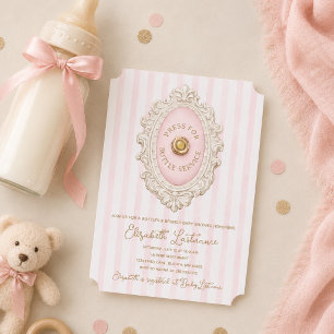Rosa Flaschen und Brunch Baby Shower Einladung