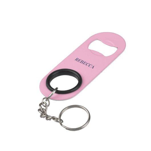 Rosa Flaschenöffner mit individuellem Text Bar Sch (Rückseite Schrägansicht)