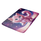 Rosa, flauschig niedliche Katzenaugen Badematte (Schrägansicht)