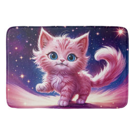 Rosa, flauschig niedliche Katzenaugen Badematte