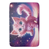 Rosa, flauschig niedliche Katzenaugen Badematte (Vorderseite Vertikal)