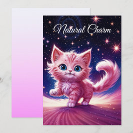 Rosa, flauschig niedliche Katzenaugen Einladung