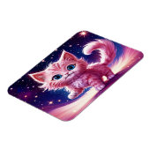 Rosa, flauschig niedliche Katzenaugen Magnet (Linke Seite)