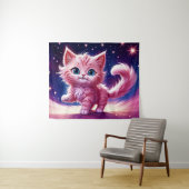 Rosa, flauschig niedliche Katzenaugen Wandteppich (Beispiel (Horizontal))