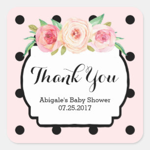 Rosa Fleck-BlumenBabyparty-Bevorzugungs-Umbauten Quadratischer Aufkleber