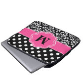 Rosa Fleck-Damast-Monogramm-Laptop-Hülse Laptopschutzhülle (Vorne Knopf)