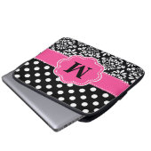 Rosa Fleck-Damast-Monogramm-Laptop-Hülse Laptopschutzhülle (Vorne Knopf)