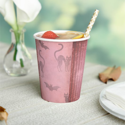 Rosa-Fledermäuse, grunge, rosa, rosa, katzenartig, Pappbecher (In Situ)