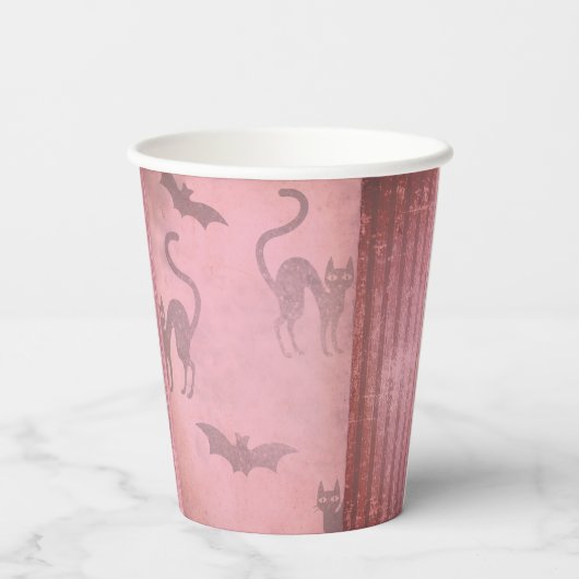Rosa-Fledermäuse, grunge, rosa, rosa, katzenartig, Pappbecher (Rückseite)