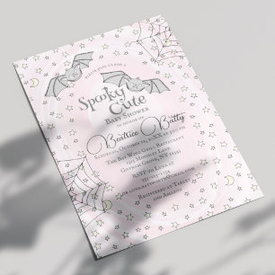 Rosa Fledermäuse Niedliche Babydusche Einladung