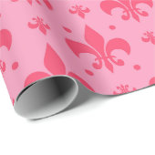 rosa Fleur-de-lis-Muster Geschenkpapier (Rolleneckpunkt)