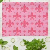 rosa Fleur-de-lis-Muster Geschirrtuch (Gefaltet)