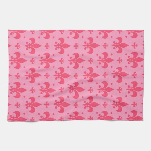rosa Fleur-de-lis-Muster Geschirrtuch (Horizontal)