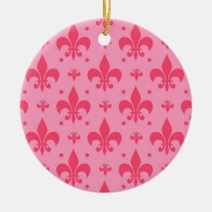 rosa Fleur-de-lis-Muster Keramik Ornament