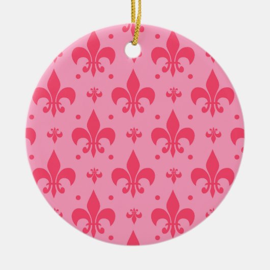 rosa Fleur-de-lis-Muster Keramik Ornament (Vorne)