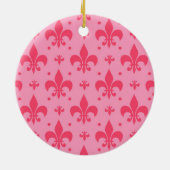 rosa Fleur-de-lis-Muster Keramik Ornament (Hinten)