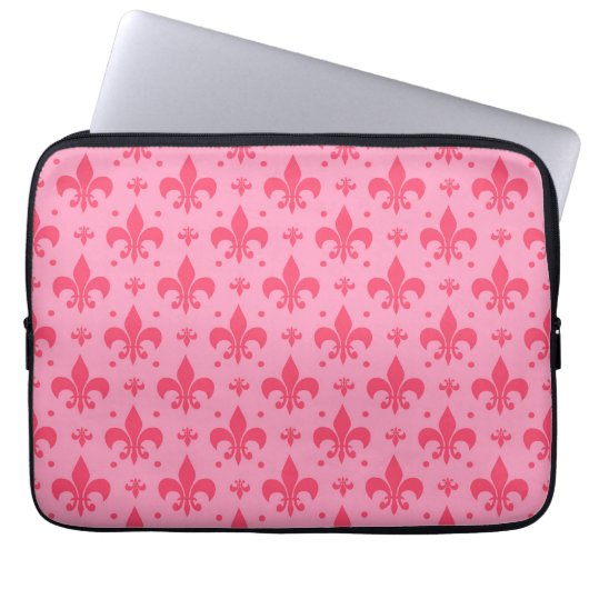 rosa Fleur-de-lis-Muster Laptopschutzhülle (Vorderseite)