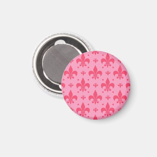 rosa Fleur-de-lis-Muster Magnet (Vorderseite/Rückseite)