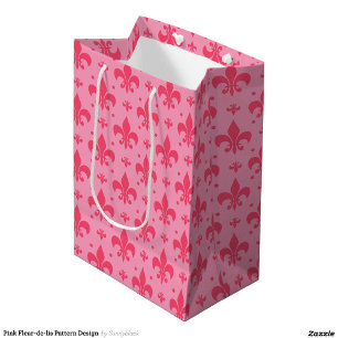 rosa Fleur-de-lis-Muster Mittlere Geschenktüte