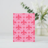 rosa Fleur-de-lis-Muster Postkarte (Stehend Vorderseite)