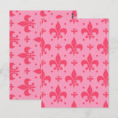 rosa Fleur-de-lis-Muster Postkarte (Vorne/Hinten)