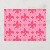 rosa Fleur-de-lis-Muster Postkarte (Rückseite)