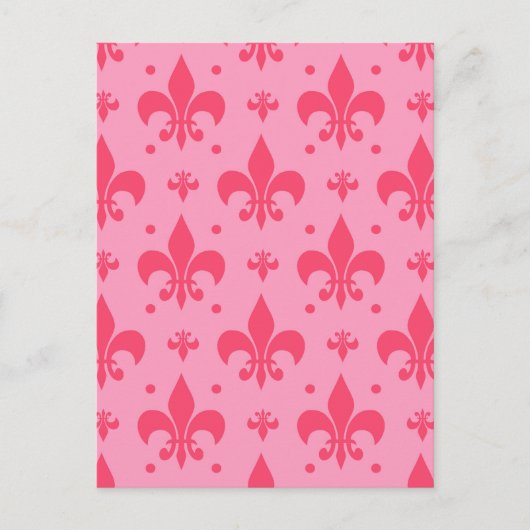 rosa Fleur-de-lis-Muster Postkarte (Vorderseite)