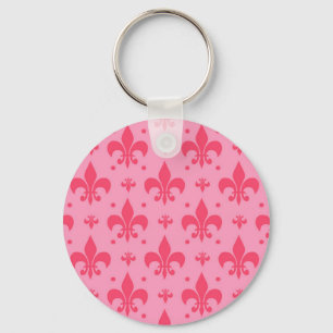 rosa Fleur-de-lis-Muster Schlüsselanhänger
