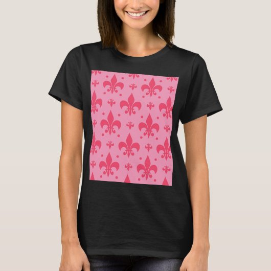 rosa Fleur-de-lis-Muster T-Shirt (Vorderseite)