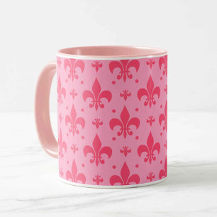 rosa Fleur-de-lis-Muster Tasse