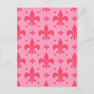 Rosa Fleur-de-lis-Musterdesign Postkarte