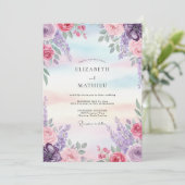 Rosa Flieder Gesteck Hochzeit Einladung (Stehend Vorderseite)