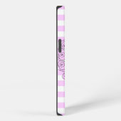 Rosa Flieder Monogramm Streifen iPad Hülle vertika iPhone Hülle (Rechte Seite)