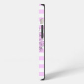 Rosa Flieder Monogramm Streifen iPad Hülle vertika iPhone Hülle (Linke Seite)
