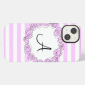 Rosa Flieder Monogramm Streifen iPad Hülle vertika iPhone Hülle (Rückseite (Horizontal))