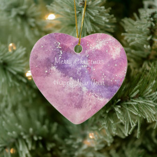 Rosa Flieder Watercolor Weihnachten & Frohes Neue Keramik Ornament