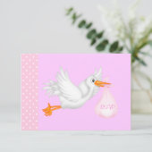 Rosa Fliegenstorch uAwg REVISIERT RSVP Karte (Stehend Vorderseite)