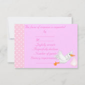 Rosa Fliegenstorch uAwg REVISIERT RSVP Karte (Rückseite)