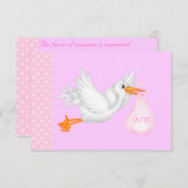 Rosa Fliegenstorch uAwg REVISIERT RSVP Karte (Vorne/Hinten)