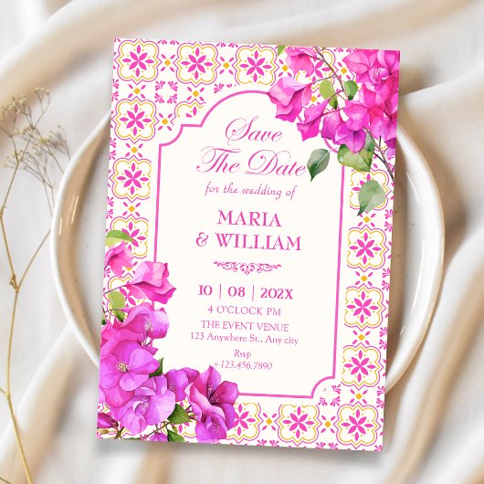 Rosa Fliesenblume Save The Date